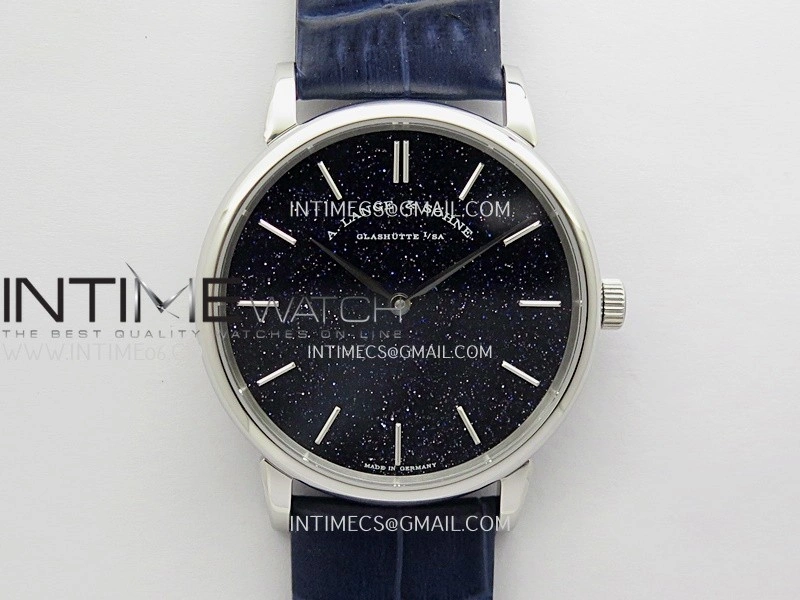 Saxonia Thin 211.026 SS SVF Best Edition Blue Star Dust Dial On Blue Leather Strap A2892